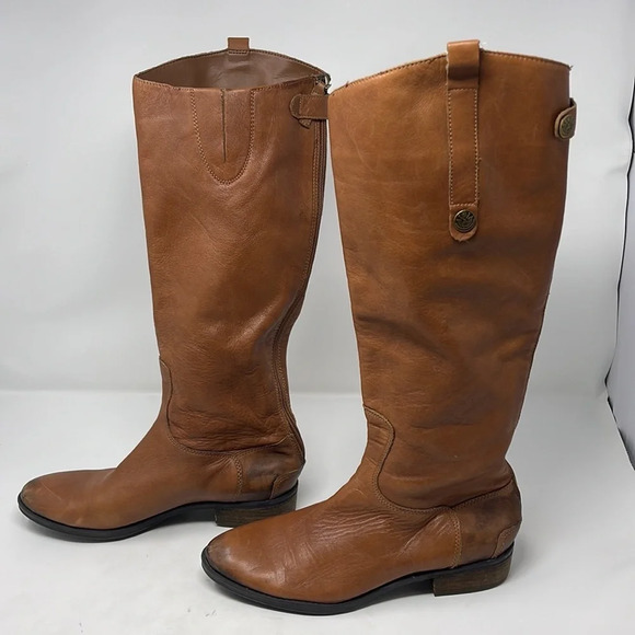 Sam Edelman Tall Brown Leather Penny Riding Boot Size 8 - Picture 7 of 9
